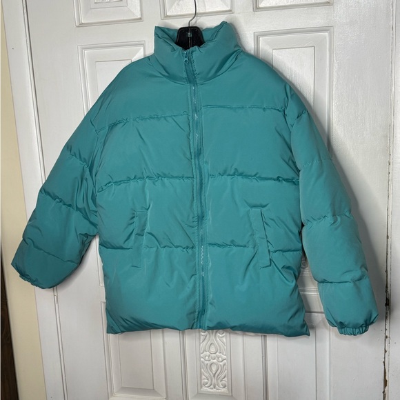 Cute Aqua Winter Fashion 207 Soft Thick Puffer Jacket Size Large - Picture 1 of 13